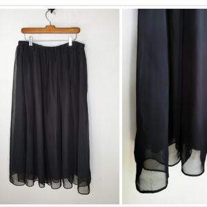 Vintage 90s XL / 2X Black Witchy Chiffon Tutu Midi Skirt size 18